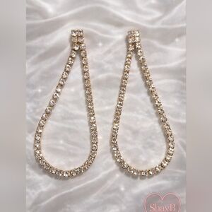 Gold Rhinestone Teardrop Earrings